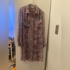 DKNYC Sheer button down floral dress-large